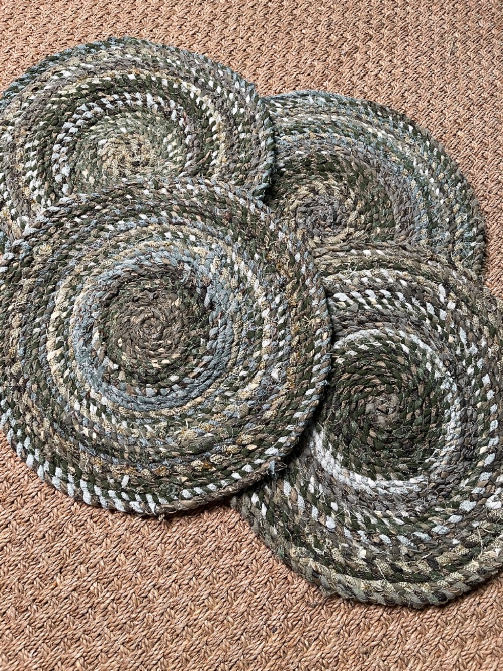 Handmade Woven Placemat 15" Wide Green 5 Available